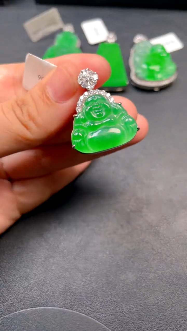 吊坠(不含链)银S925镶嵌翡翠吊坠