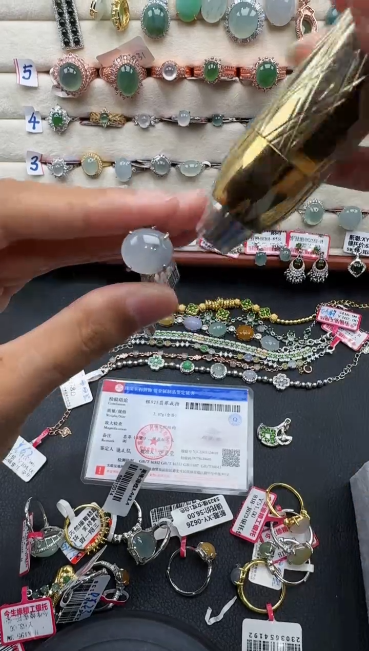 翡翠戒指银S925镶嵌戒指186