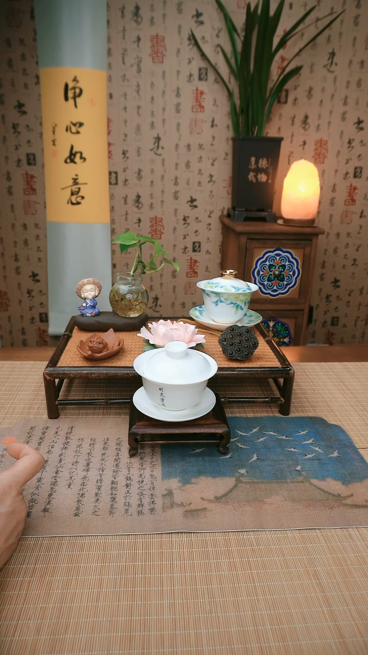 【闪购商品】羊脂玉三才盖碗时光清浅