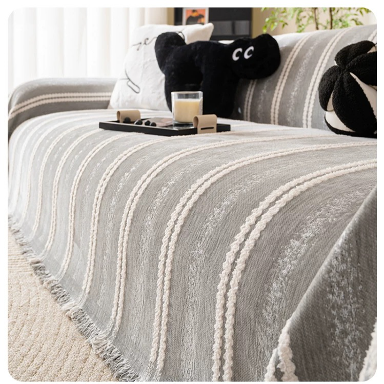 【知慕】时尚简约流苏款双面四季通用沙发巾