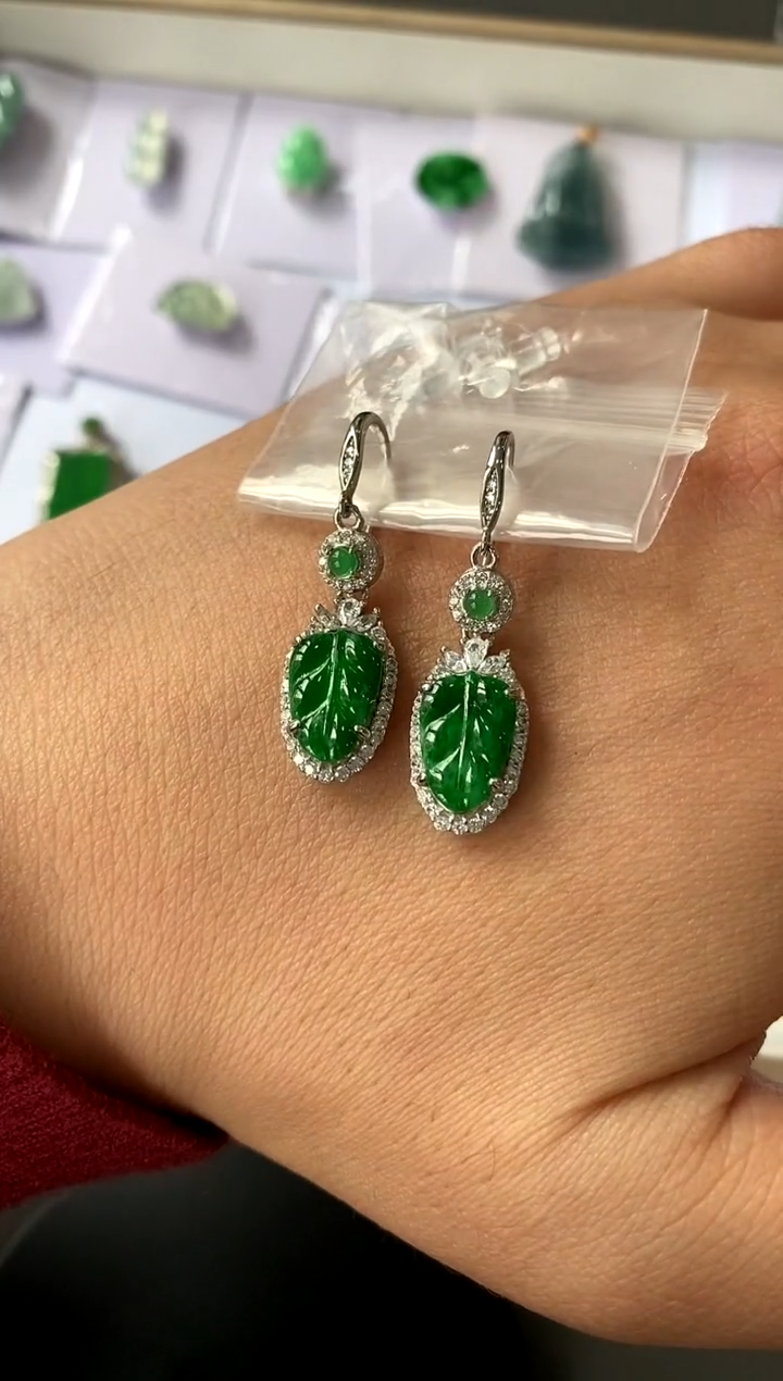 【闪购商品】翡翠耳饰银S925镶嵌买断价 补