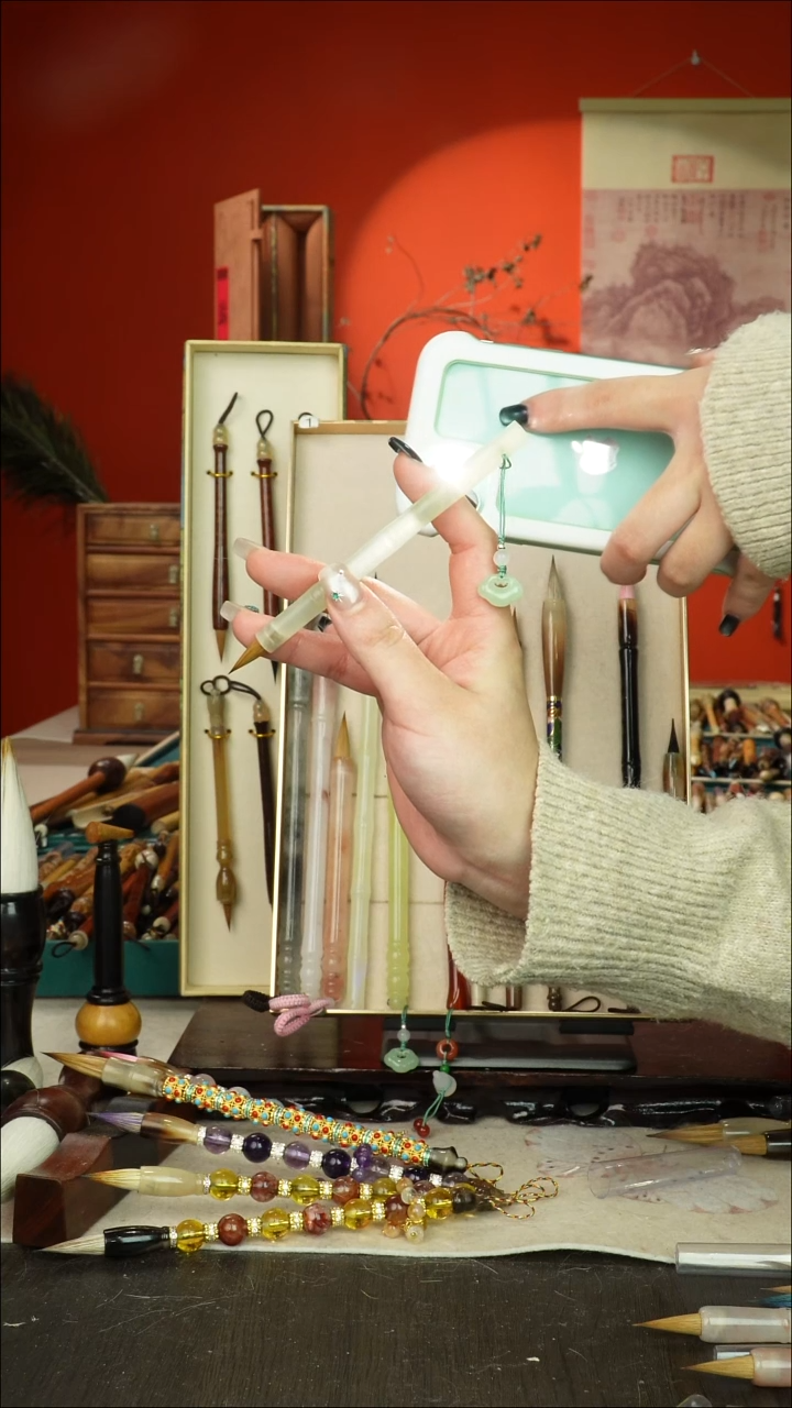 375号闪孤品高货毛笔链接 清水试笔 蘸墨不退