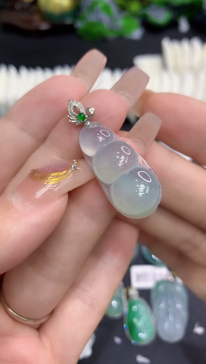 翡翠18K金镶嵌吊坠(不含链)1111