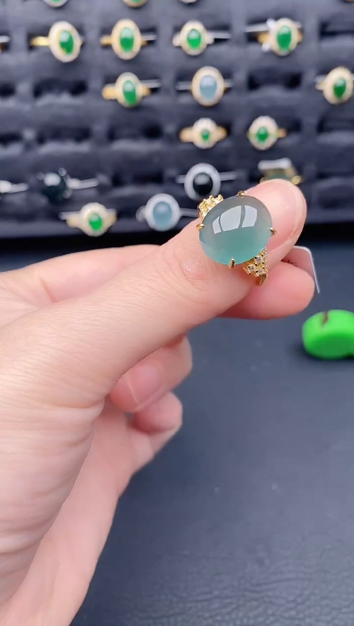 银S925镶嵌戒指翡翠天然a货翡翠205