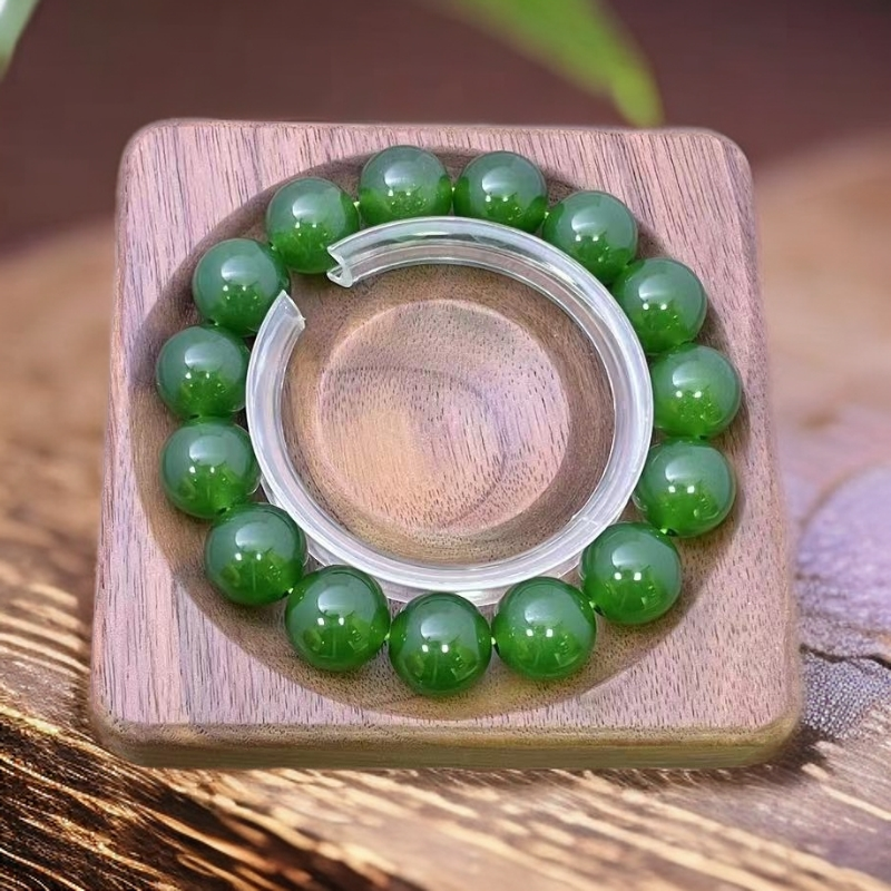 【仟禧珠宝】天然玉石 083 俄碧菜绿 14mm