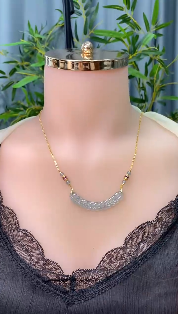 翡翠银S925镶嵌颈饰净货13003