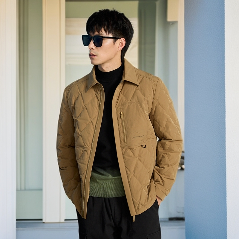 【羽绒服025】男士轻奢商务通勤休闲衬衫领轻薄型鸭绒翻领羽绒服