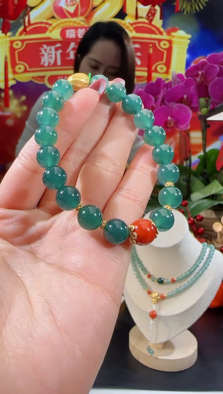 【闪购商品】翡翠手串银S925镶嵌手串多样性发一