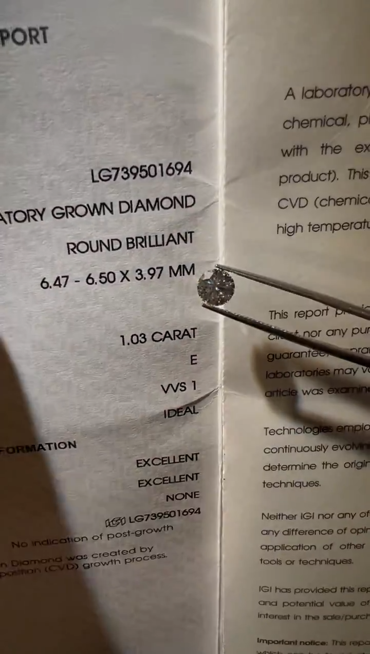 裸石合成钻石LG1694    1.03ct