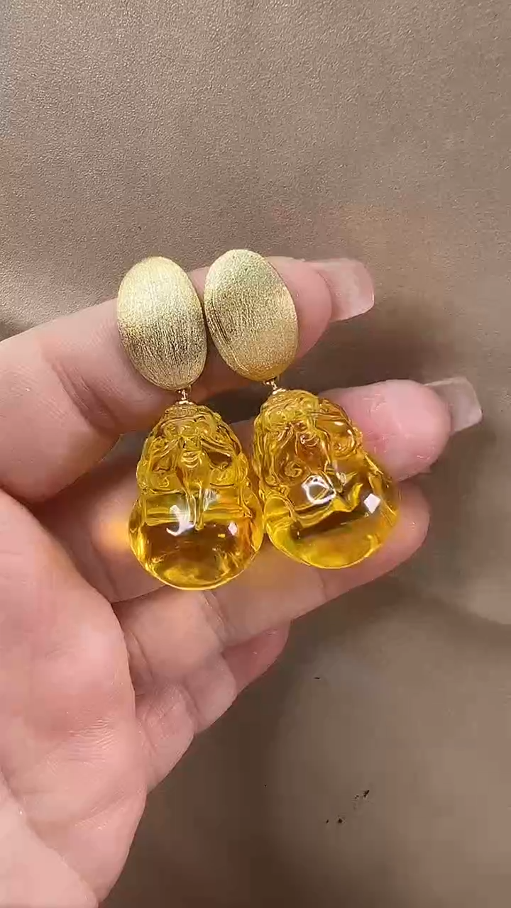 琥珀颈饰未镶嵌耳环