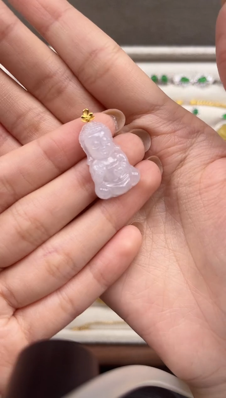 吊坠(不含链)18K金镶嵌翡翠翠小二缅甸翡翠严选TXB