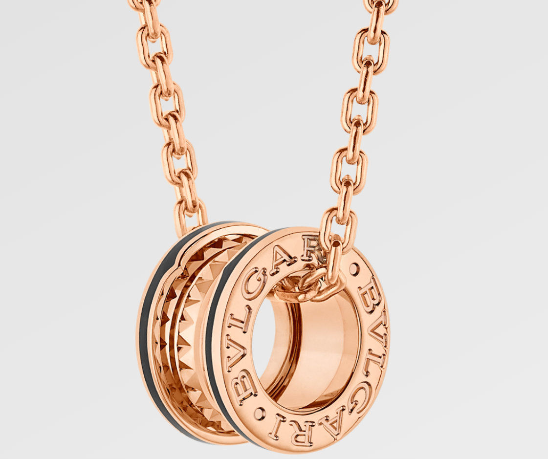 99新 BVLGARI/宝格丽 玫瑰金铆钉Rock加长款粗版60cm项链常规款