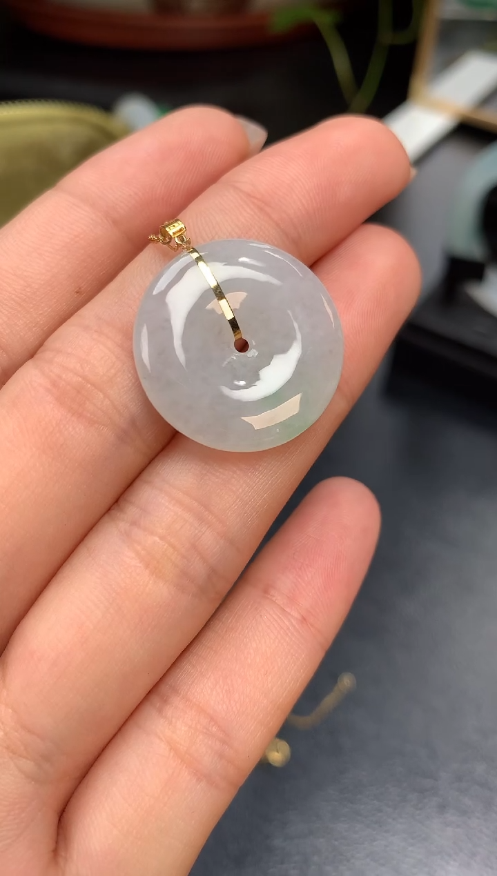 吊坠(不含链)18K金镶嵌翡翠翡翠吊坠