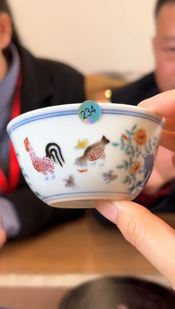 【闪购商品】杯子柴窑青花斗彩鸡缸杯234