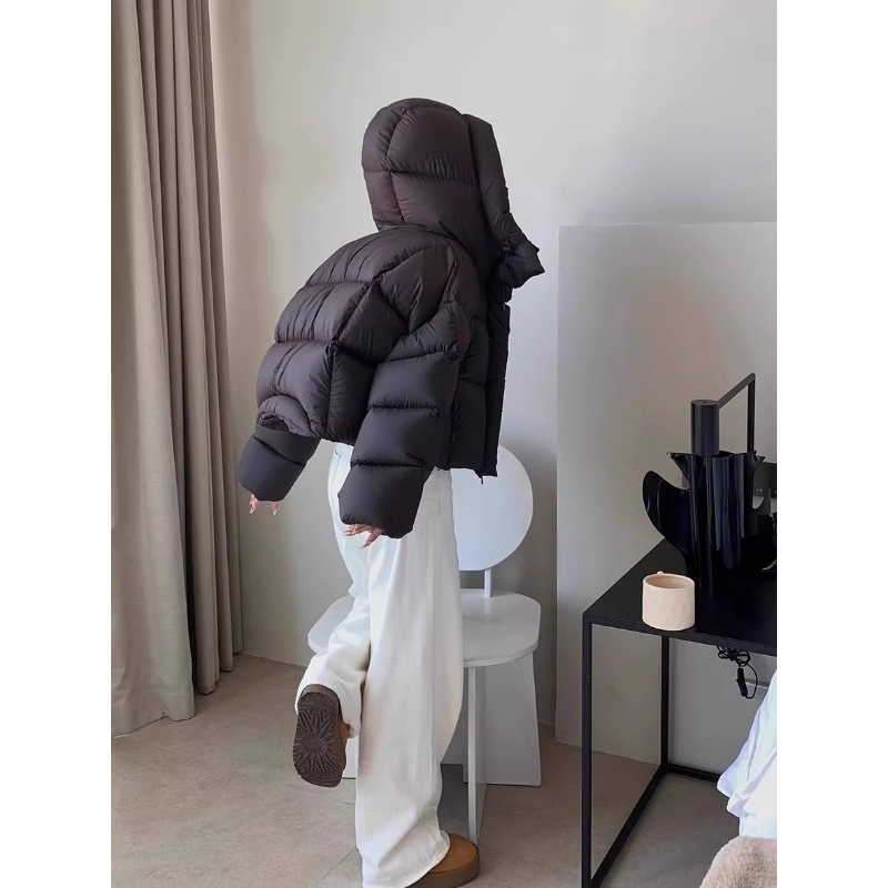 短款棉服女2025年冬季新款美式肯豆风小个子宽松连帽面包服棉衣