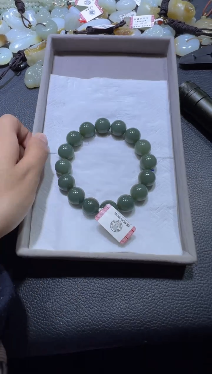 未镶嵌手串和田玉且末蓝卡14手串（产地直发）