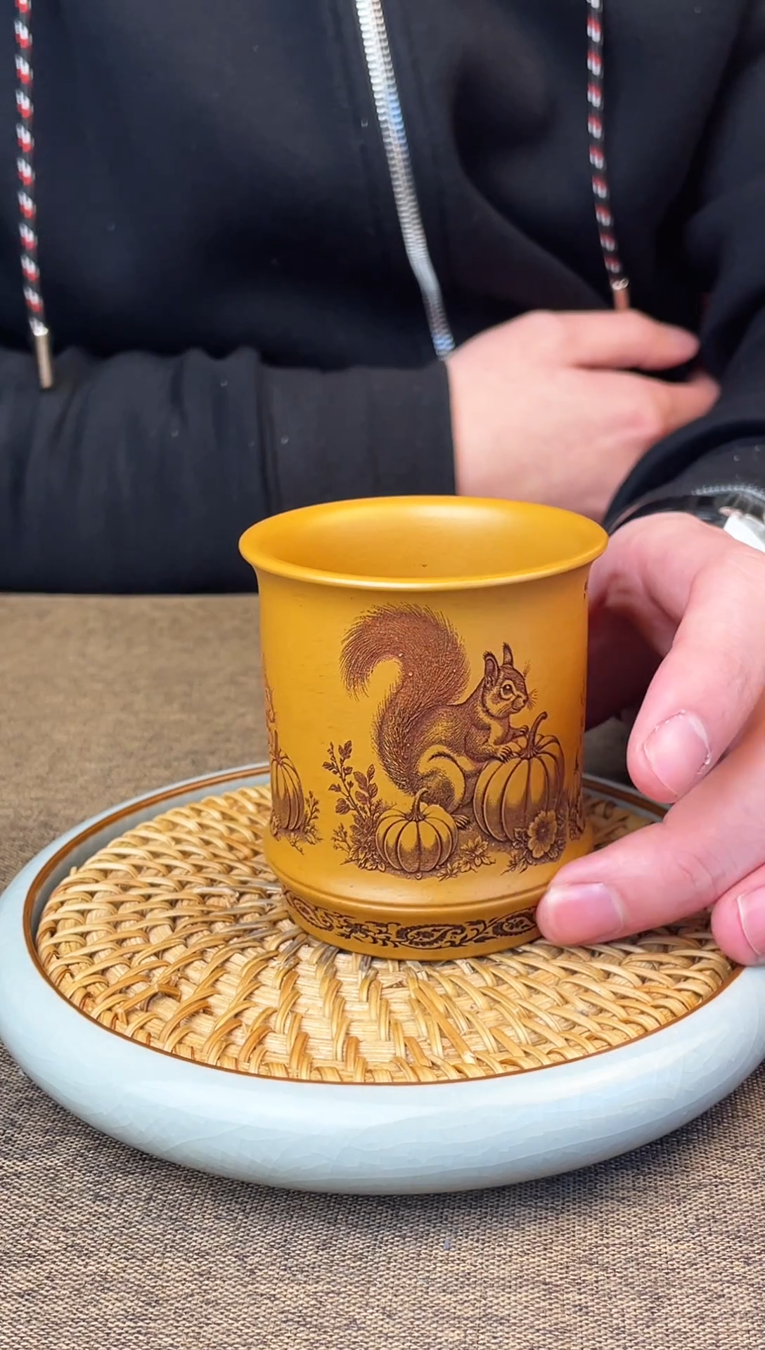 小松鼠 黄金朱泥 主人杯