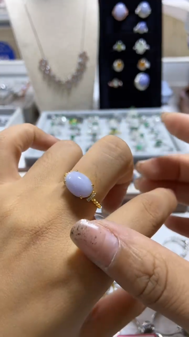 【闪购商品】翡翠戒指银S925镶嵌缅甸天然a货翡翠戒指