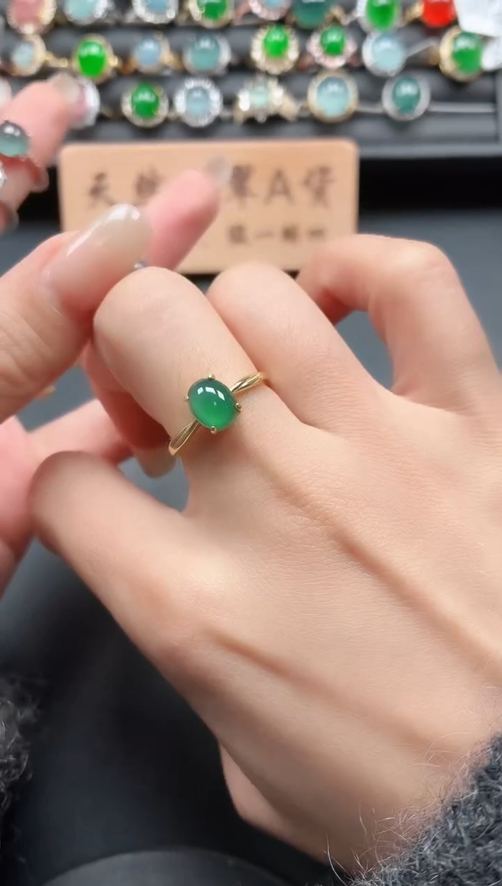 银S925镶嵌戒指翡翠1