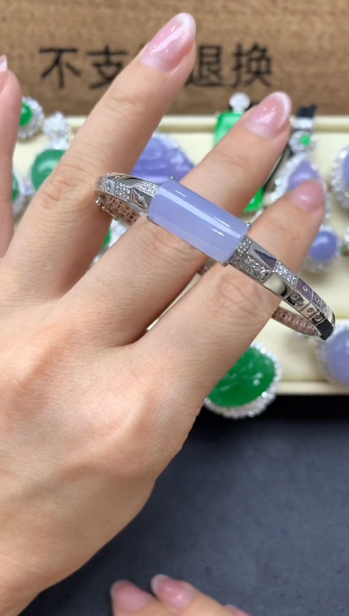 【闪购商品】翡翠手镯18K金镶嵌466-中国好珍宝