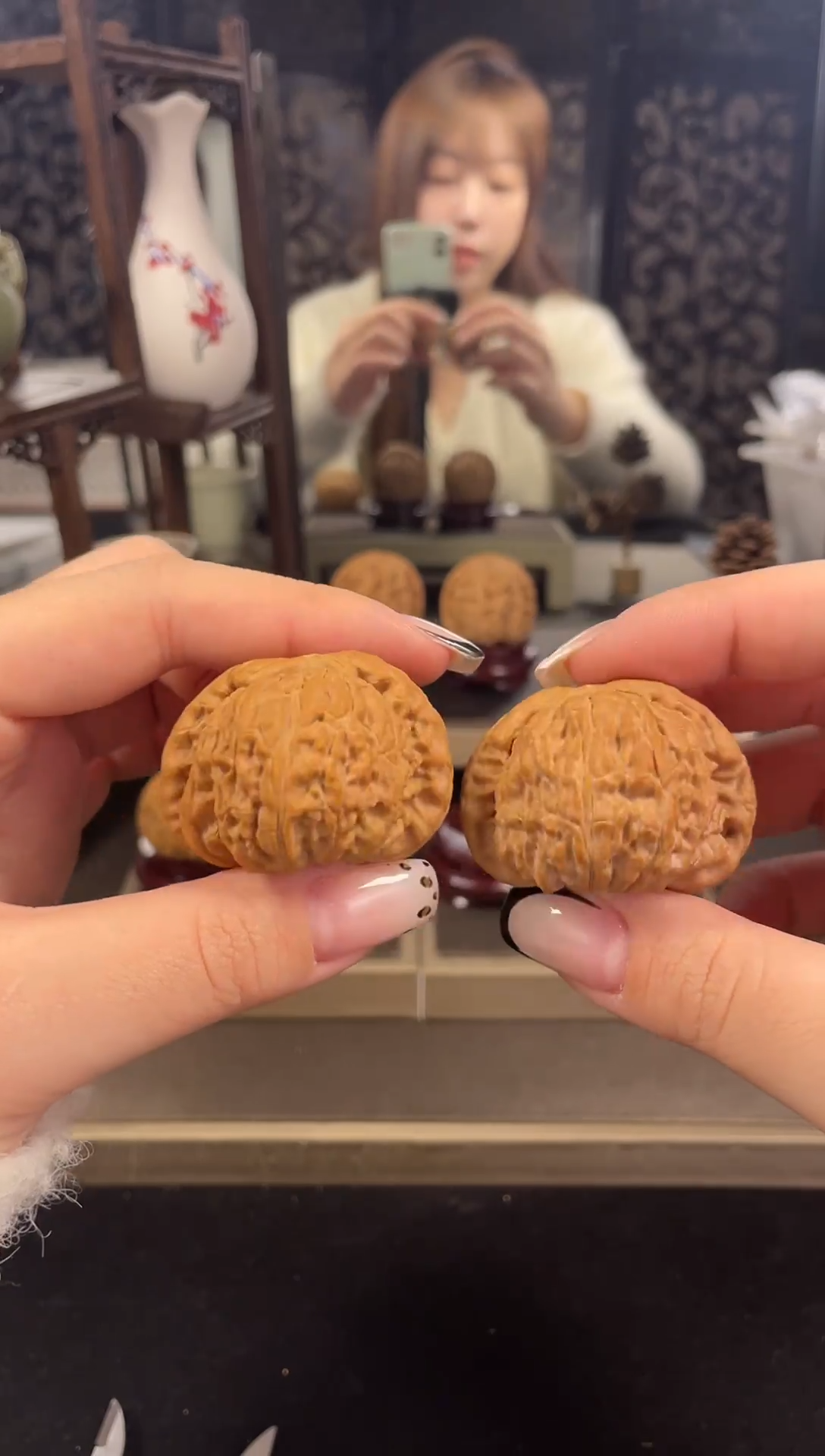 【闪购商品】文玩核桃把件白狮子42尺-11