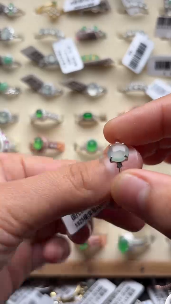 【闪购商品】翡翠戒指银S925镶嵌缅甸A货翡翠S925银镶嵌