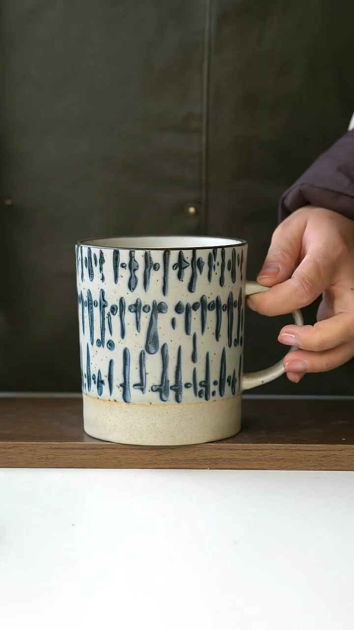 【闪购商品】陶瓷手绘车窗雨滴马克杯580ml@4-2@