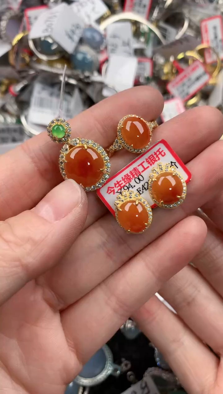 银S925镶嵌戒指翡翠444          5