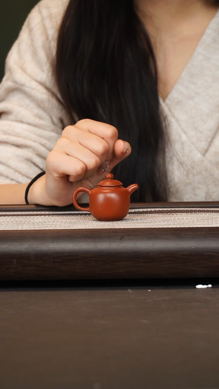 茶壶紫砂红泥匏尊手把件