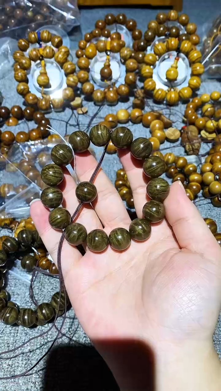 阴沉木手串/手链摩***子阴沉木水波纹1.5手串