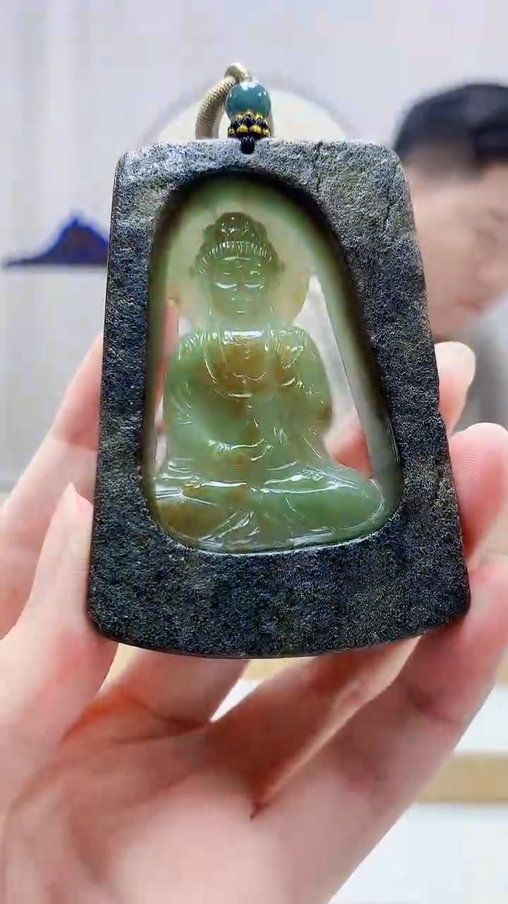 未镶嵌定制翡翠4917zm-毛货挂件72佛观天下