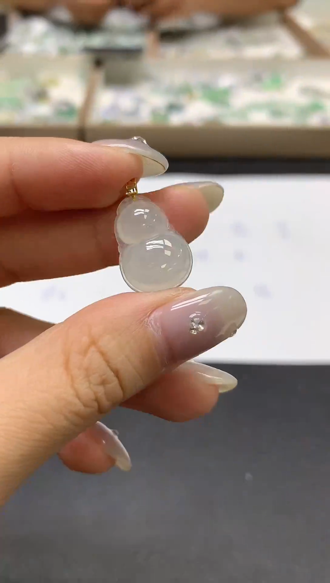 颈饰18K金镶嵌翡翠开**前天然缅甸翡翠A货百元以上9元证书费自理