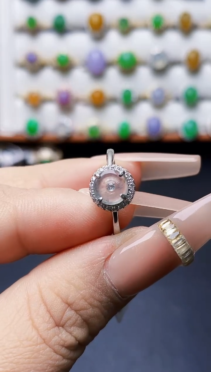 银S925镶嵌戒指翡翠0292