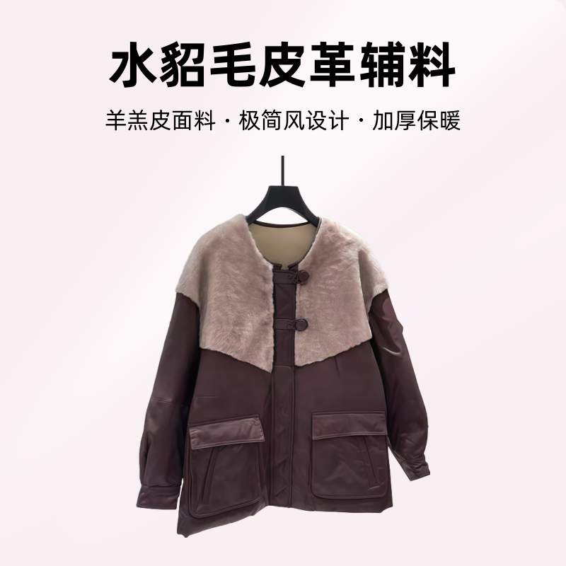 圆领纯色合格品拼接极简风设计师秋冬加厚冬季保暖羽绒服宽松时尚
