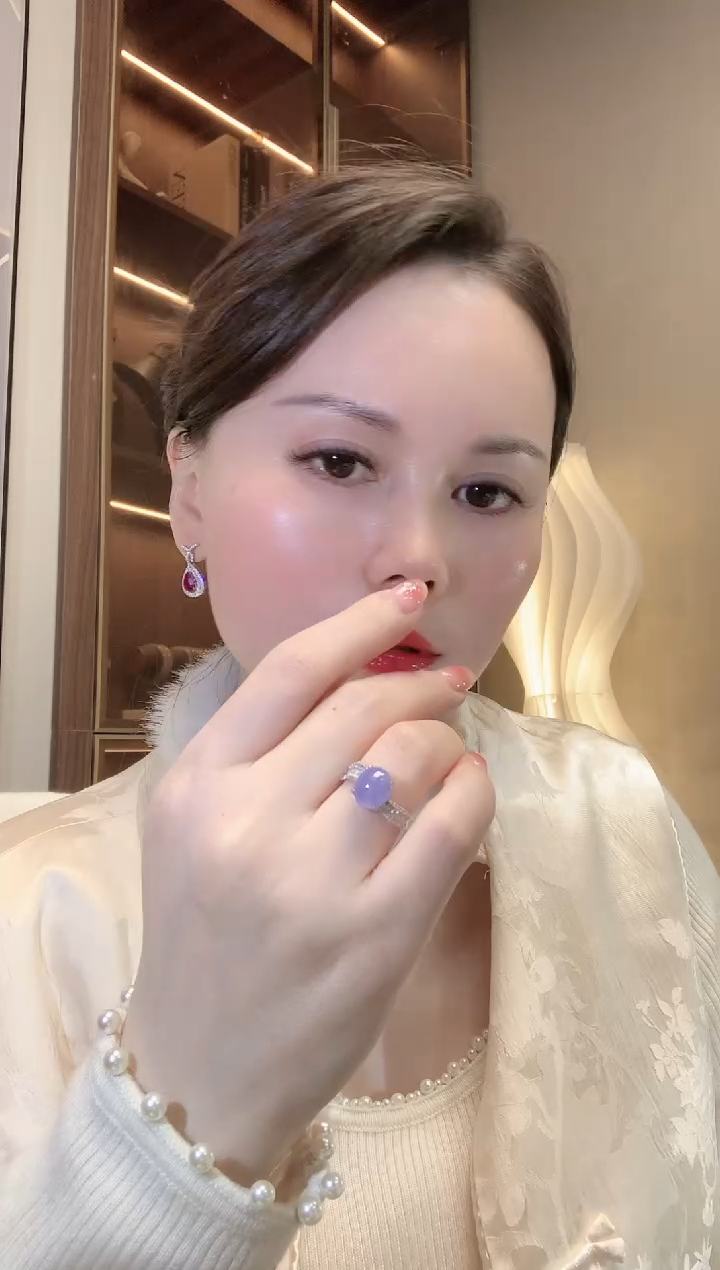 【闪购商品】翡翠戒指18K金镶嵌F1 紫货有一定色差