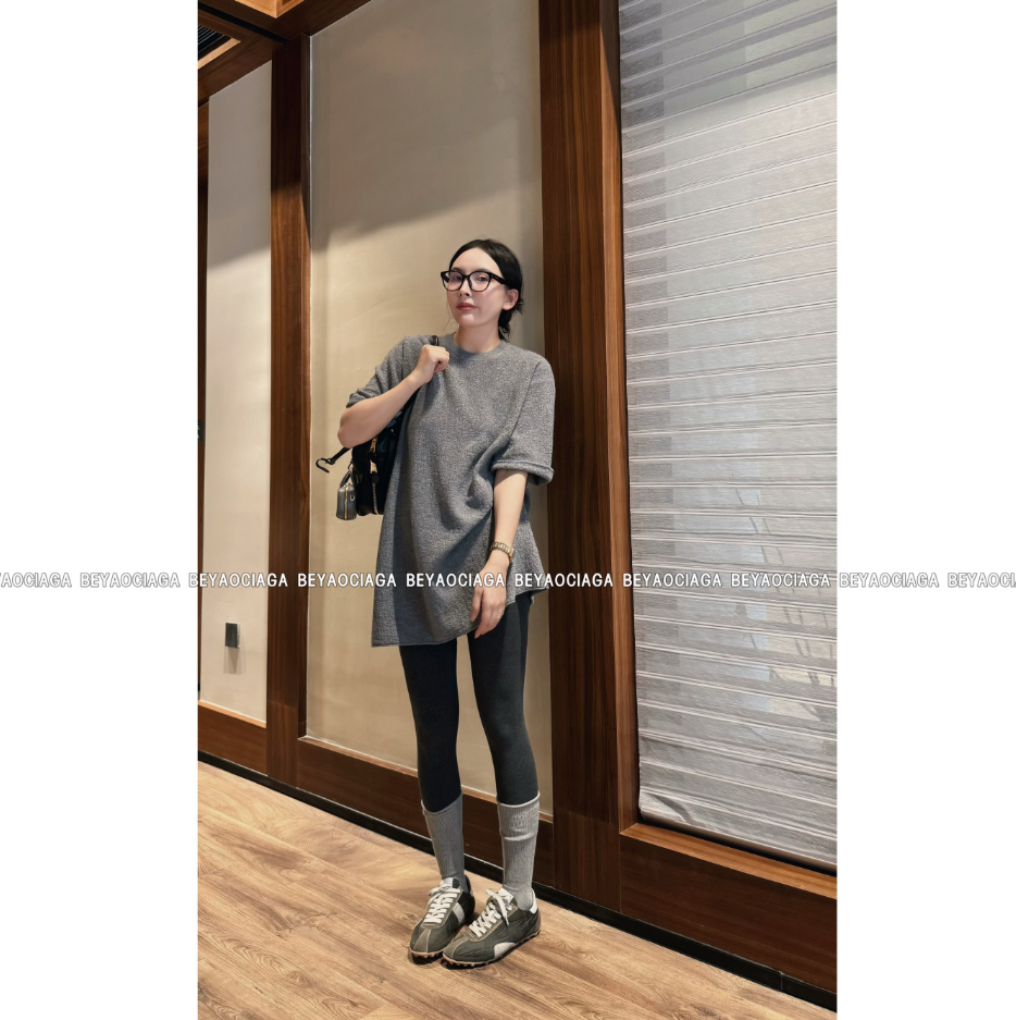 BEYO&CIAGA100羊毛慵懒宽松长款短袖