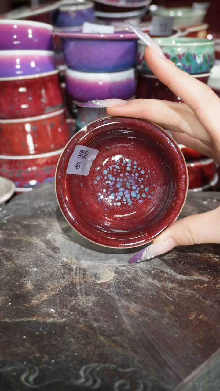 摆件陶精品窑变钧瓷茶器