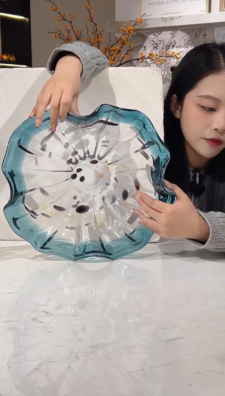 【闪购商品】琉璃蓝色荷叶小果盘