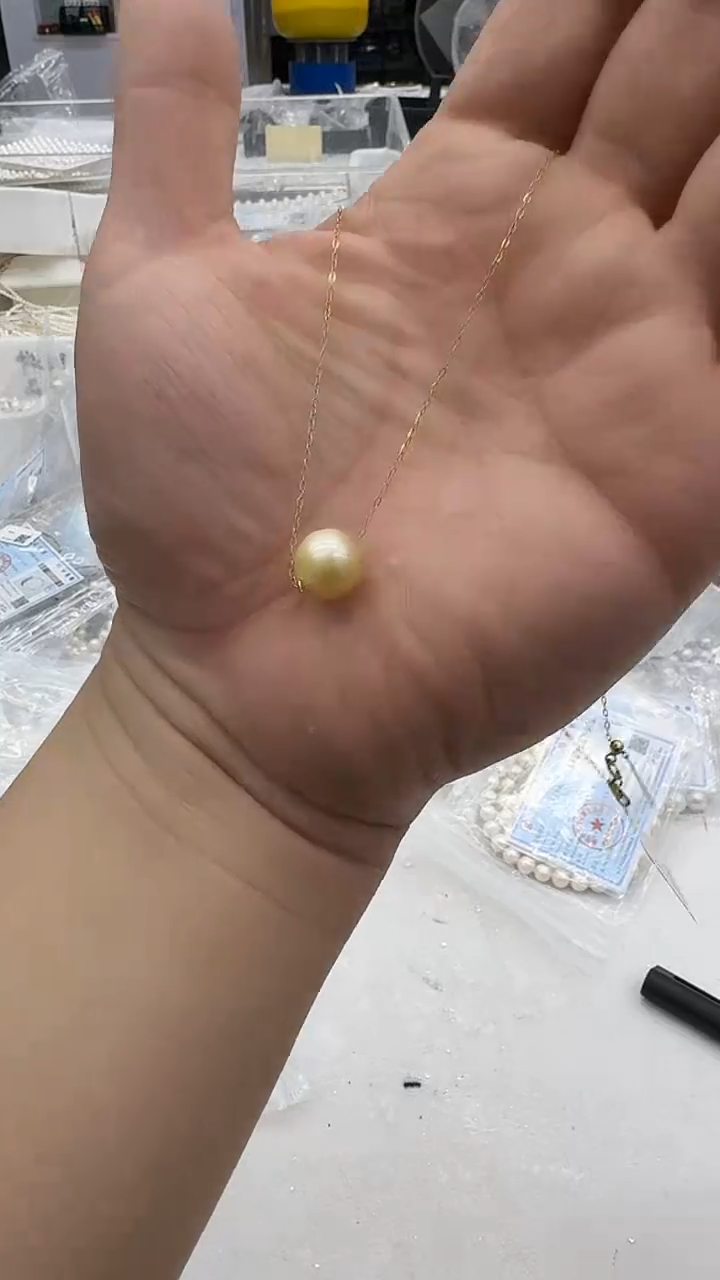 未镶嵌吊坠(赠链)海水珍珠10-11mm 金珠路路通-孤品