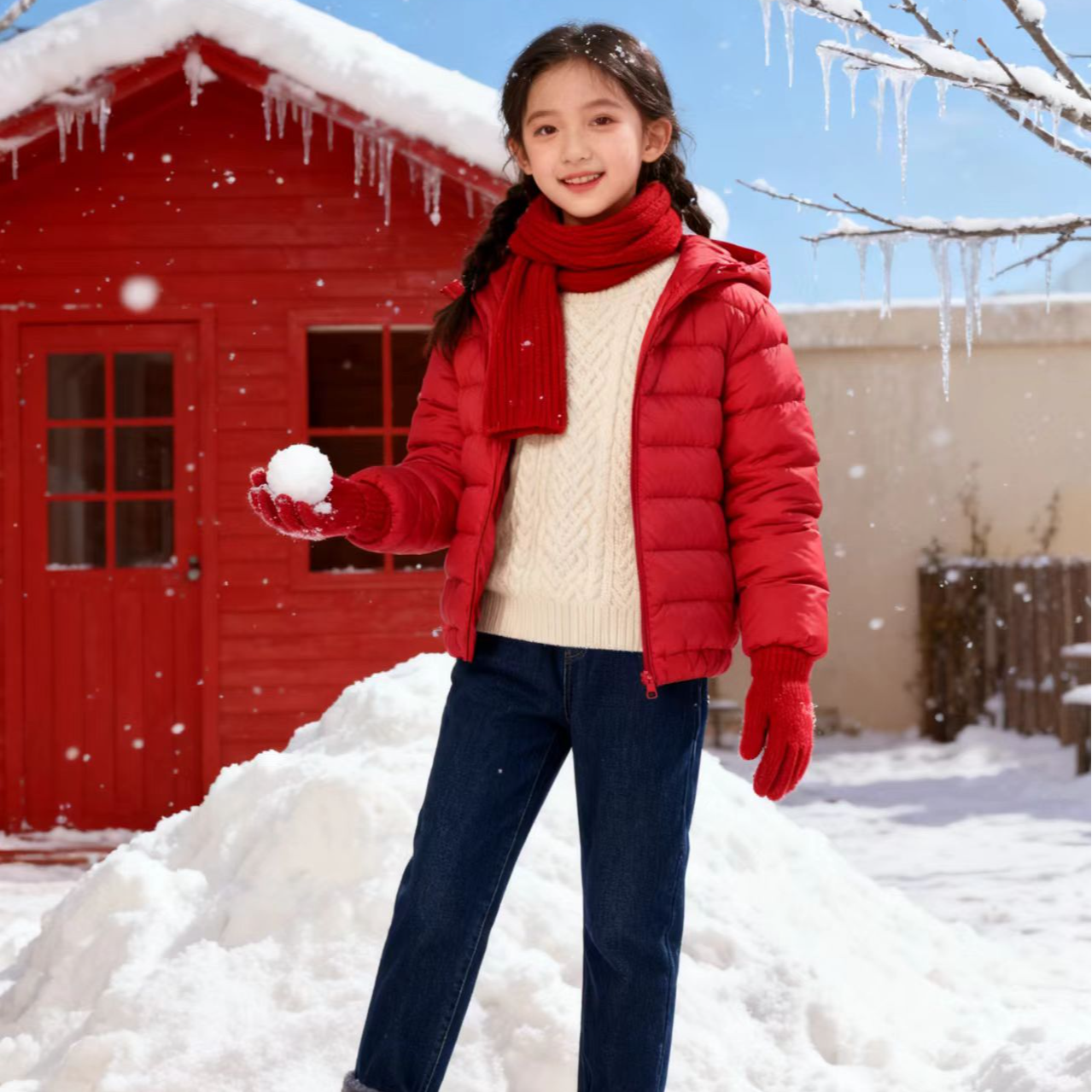 2899高端专享冬款儿童休闲羽绒服红色