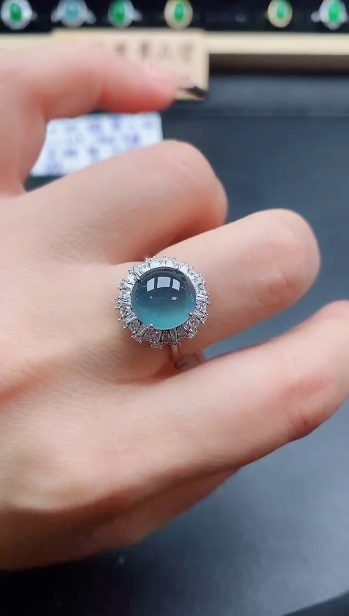 银S925镶嵌戒指翡翠1