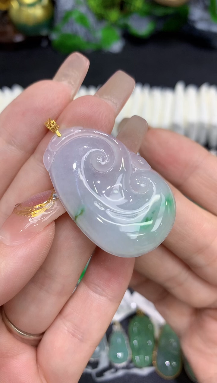 翡翠18K金镶嵌吊坠(不含链)11111