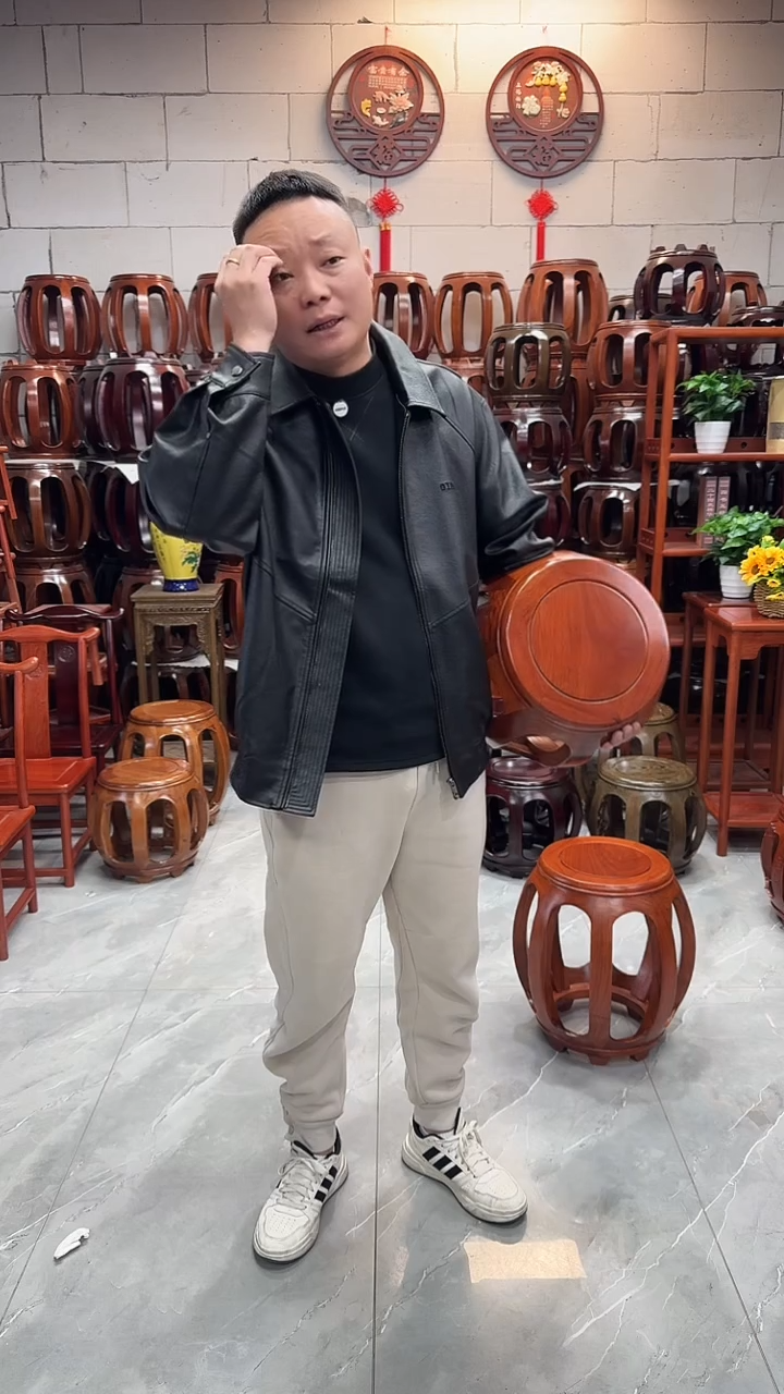 花梨木类家具花梨色小号鼓凳一对2条