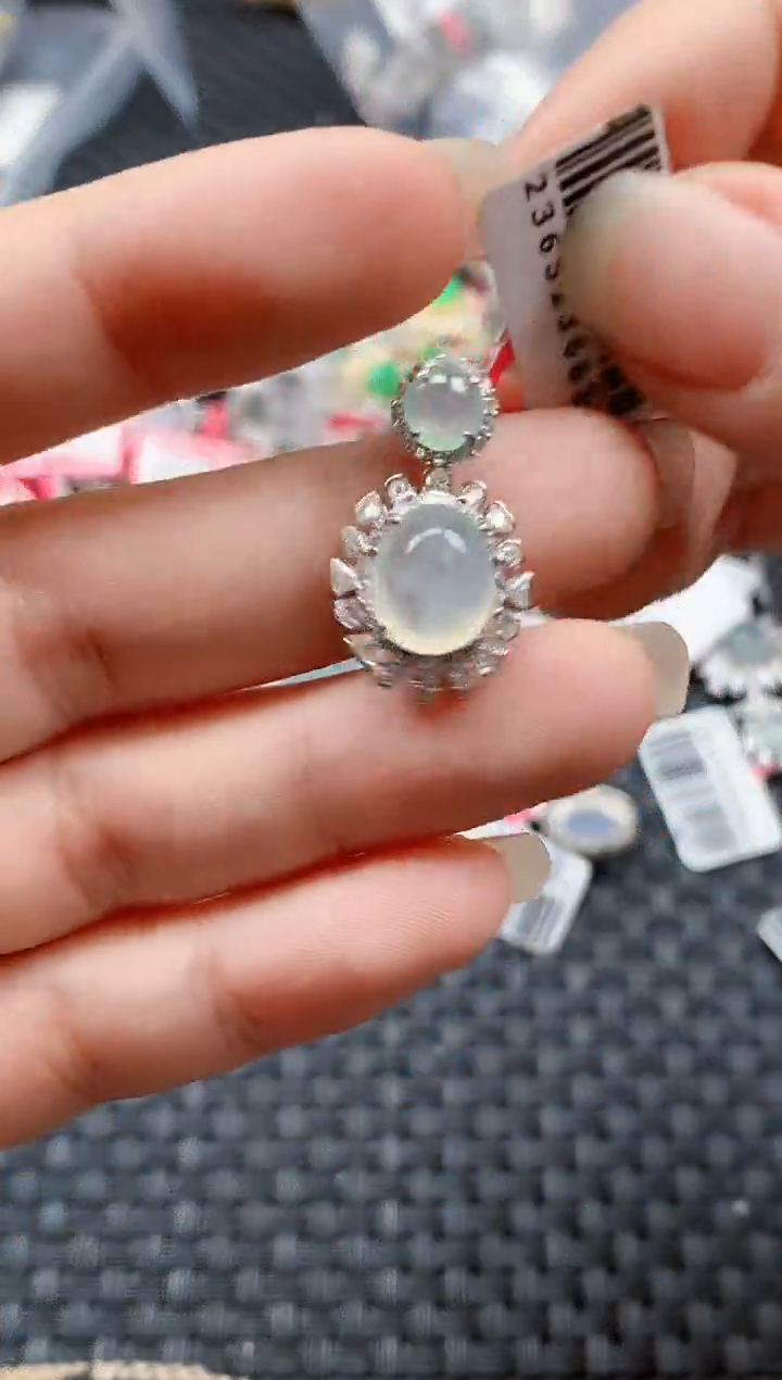 银S925镶嵌戒指翡翠天然A货缅甸翡翠