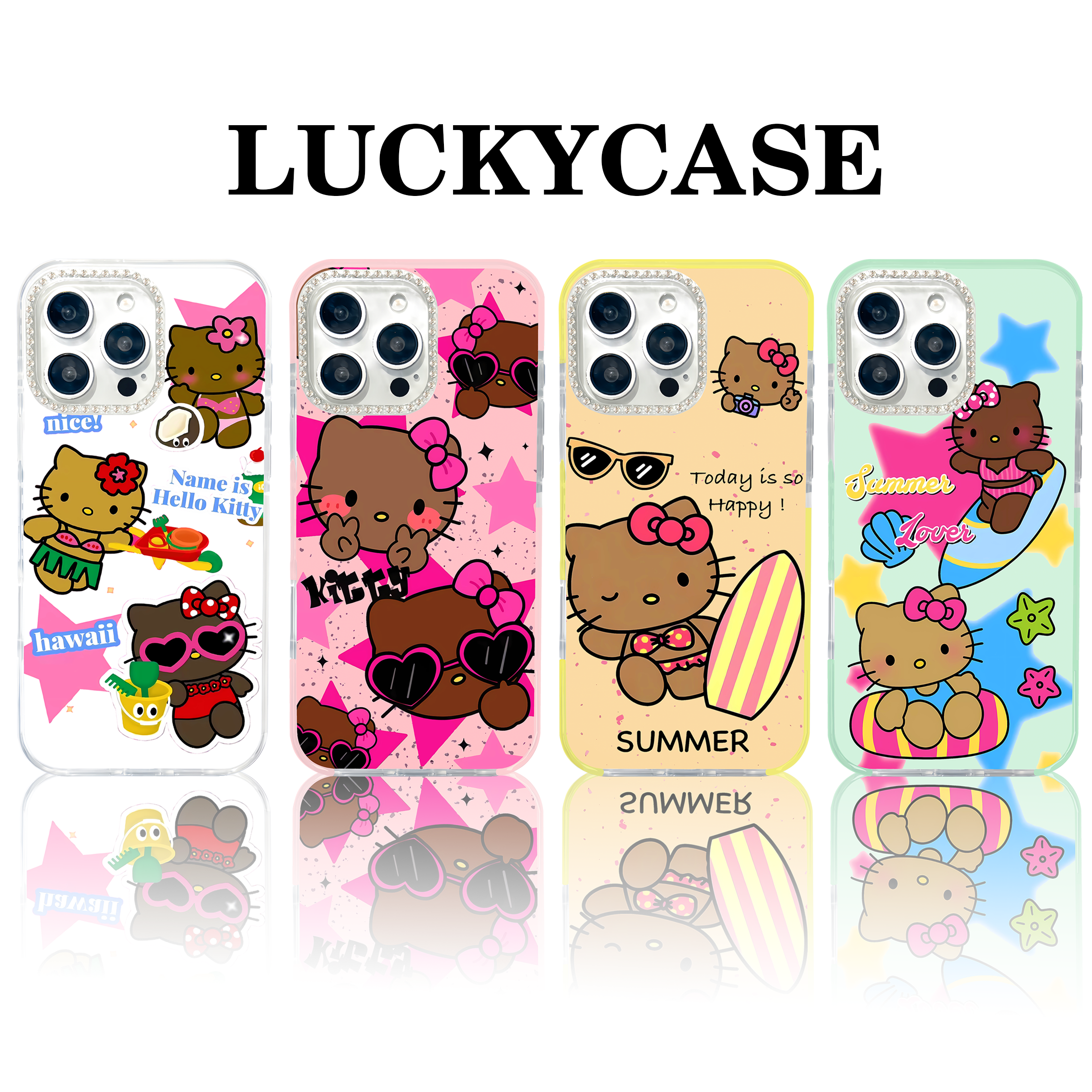 Lucky Case 原创〖黑皮KT〗适用苹果钻石果冻壳iPhone13-16Promax