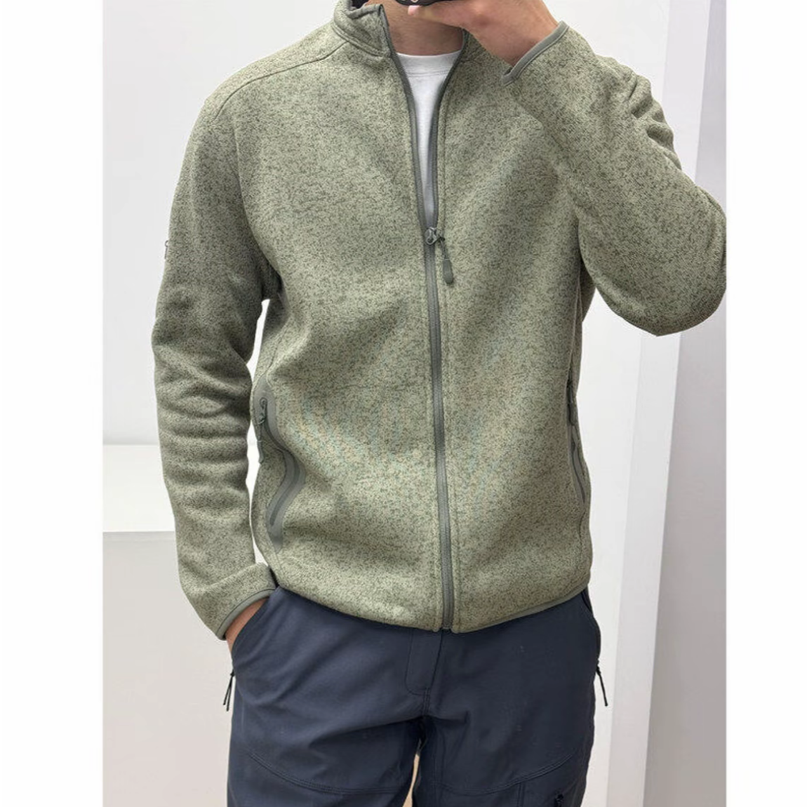 【即发】‘天上飞+’情侣款户外抓绒外套高弹抗皱压胶拉链夹克外套