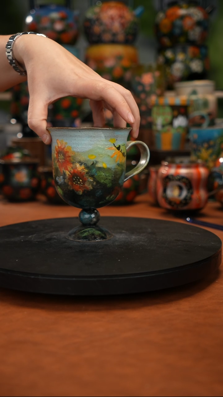 紫砂油画手绘釉下彩