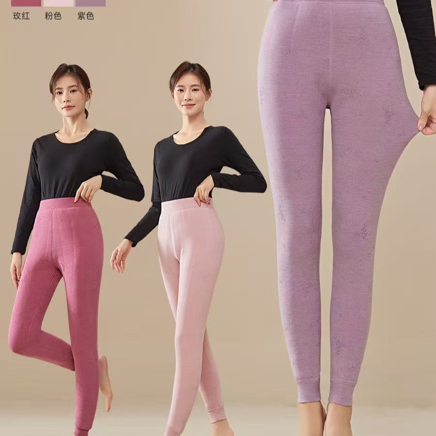 羊毛裤女士冬季加绒加厚保暖裤修身打底羊毛裤女士高腰棉裤