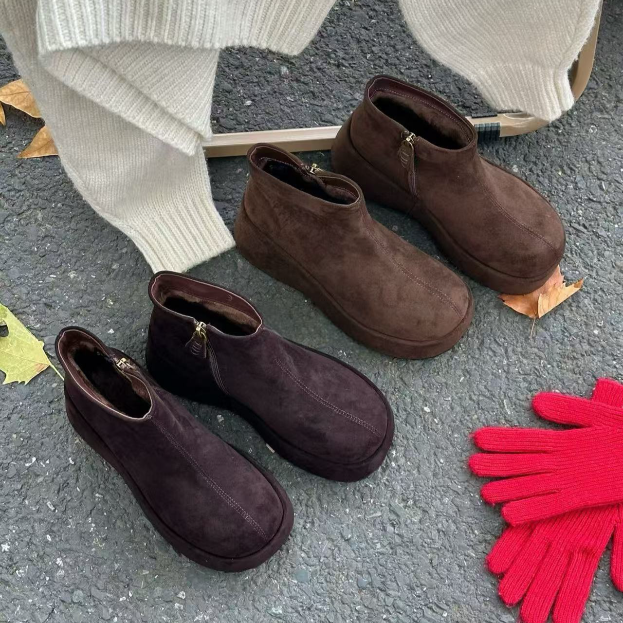 【17110】厚底百搭加绒女靴