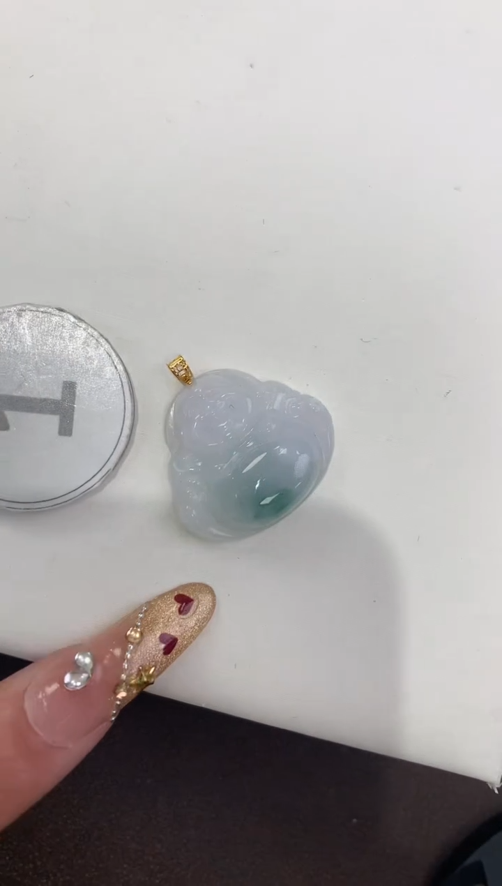 颈饰18K金镶嵌翡翠天然缅甸a货翡翠